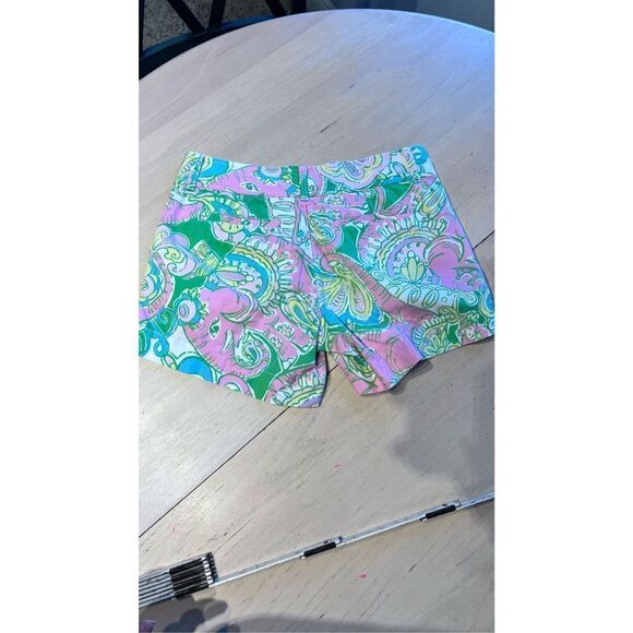 LILLY PULITZER CALLAHAN SHORTS PINK GREEN ELEPHANT CHIN CHIN WOMENS SZ 0 - Picture 8 of 9